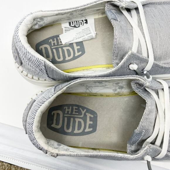 Hey Dude Gray/White Wendy Rise Slip Ons Lace Up Women's Size 7 Moc Toe EUC - Picture 9 of 10